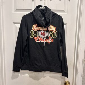 Kansas City Chiefs Shirt Womens Large Cowl‎ Neck Long Sleeve Gray Logo